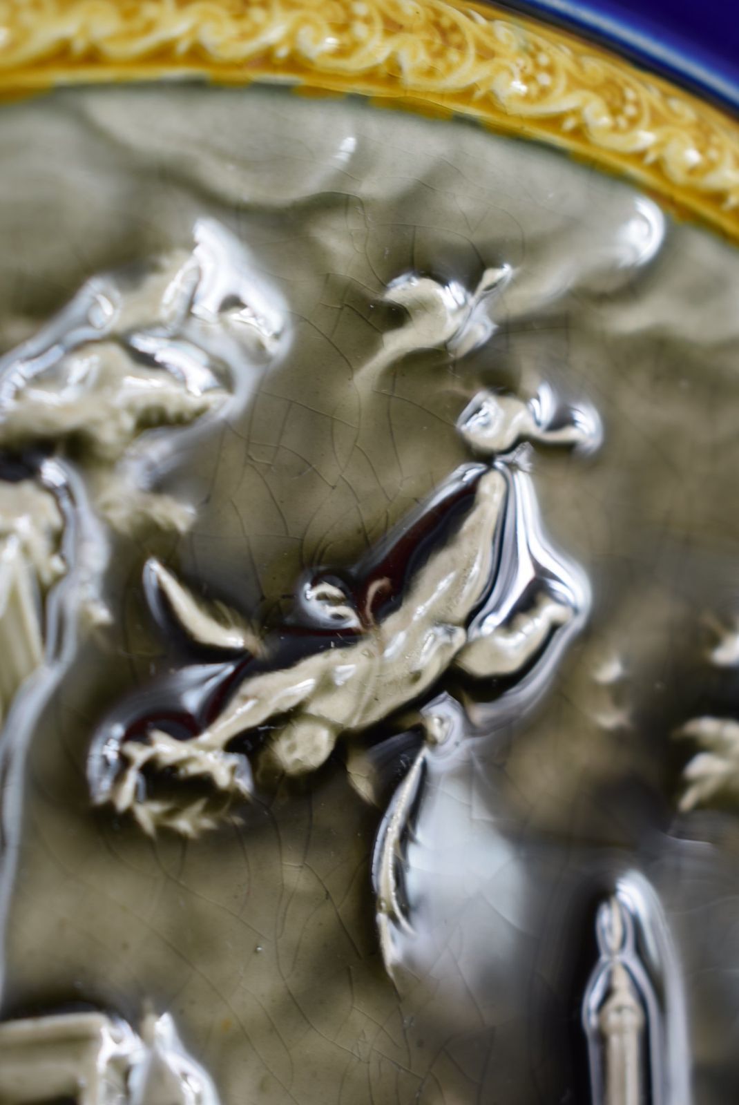 photo for sale Choisy Le Roi Cobalt Blue Large Wall Plate Of Mythology Venus & Aeneas