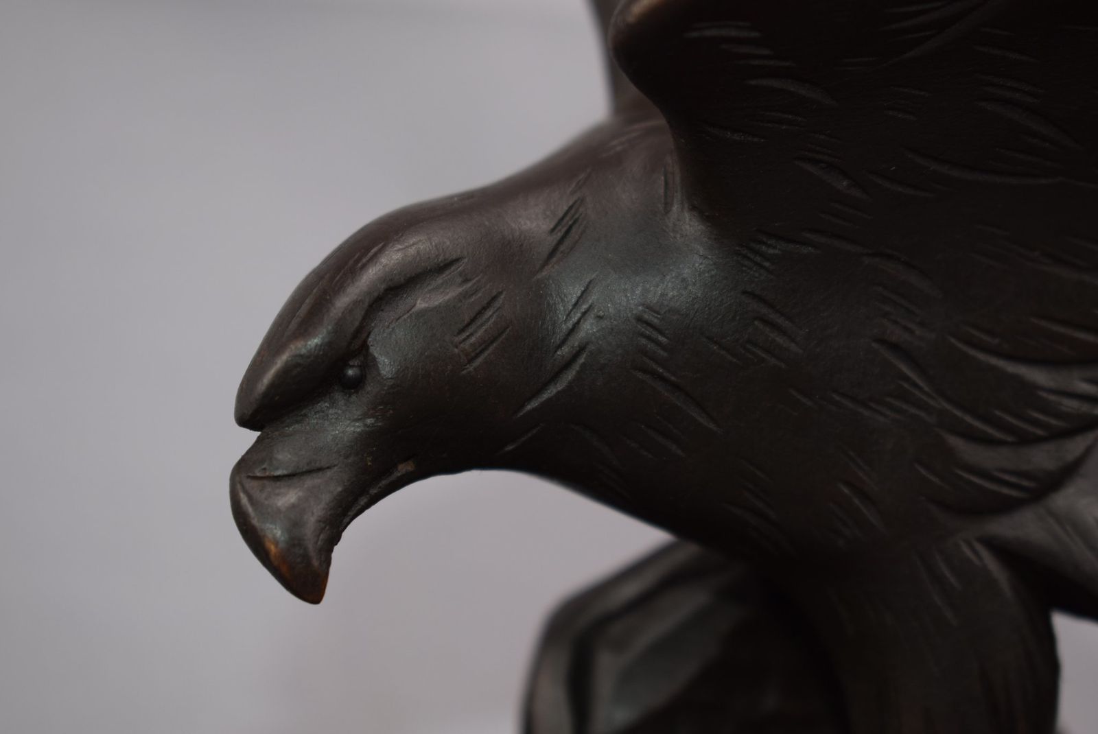 Black Forest Hand Carved Wood Eagle Double Inkwell Ink Stand photo vintage