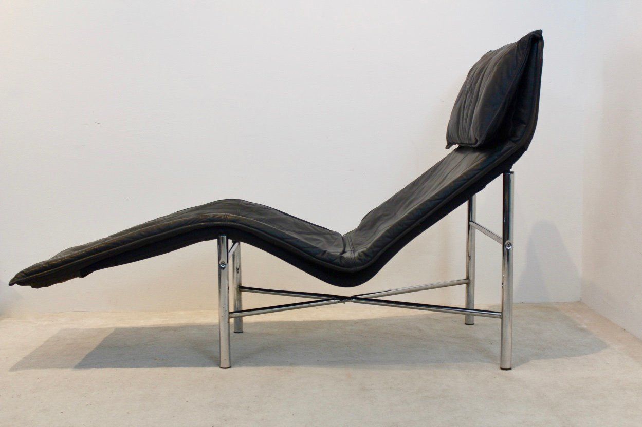 Black Leather Skye Chaise Lounge By Tord Björklund For Ikea, 1970s