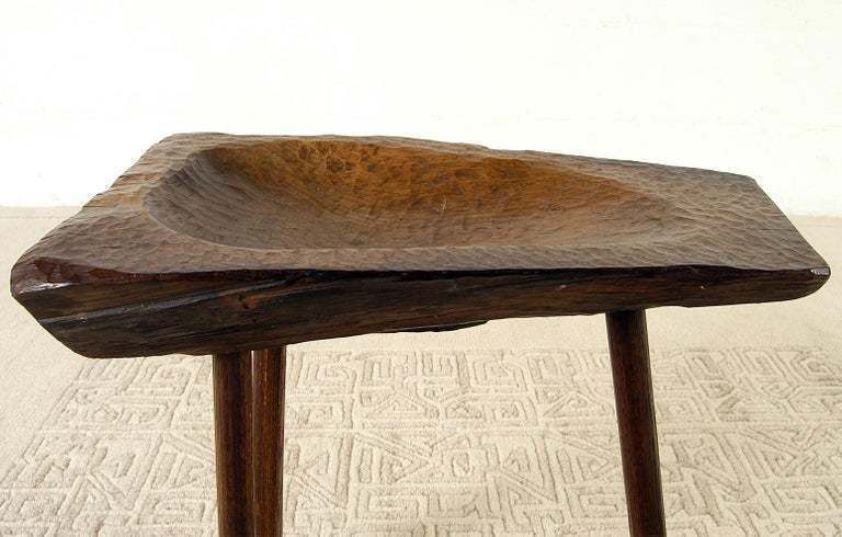 photo vinterior 19c Folk Art Primitive Country Swedish Adze Carved Rosewood Tripod Table Bowl