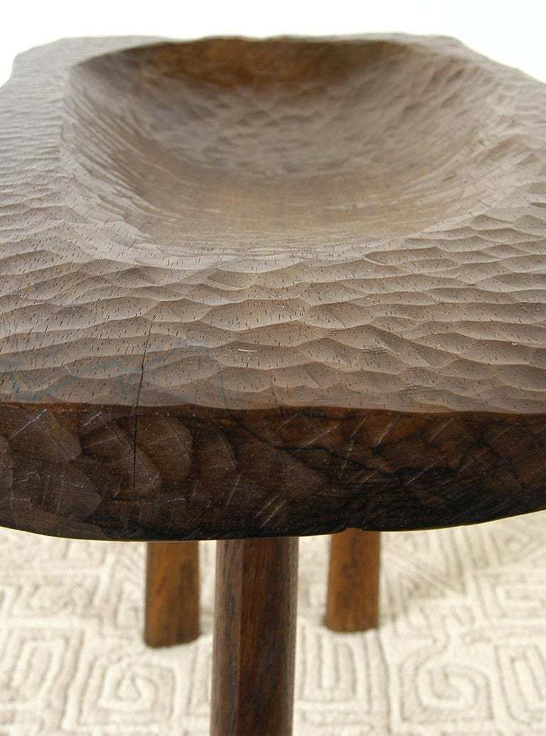 photo vintage 19c Folk Art Primitive Country Swedish Adze Carved Rosewood Tripod Table Bowl