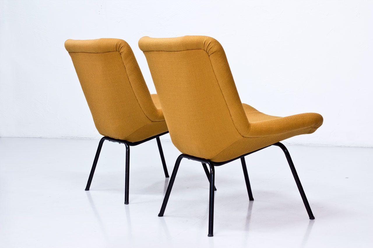 Furniture Rare Pair Of "Lehti" Easy Chairs By Carl Gustaf Hiort, Finland, 1950s photo