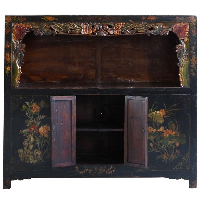 Black Lacquer Painted Display Cabinet photo for sale