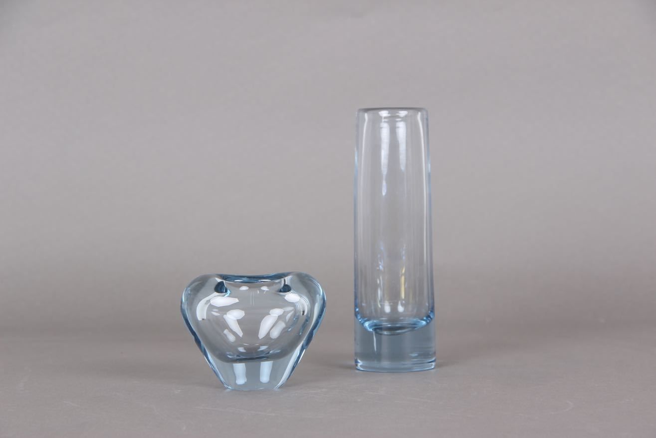 Set Of 2 Holmegaard Vases. Blue By Per Lütken.