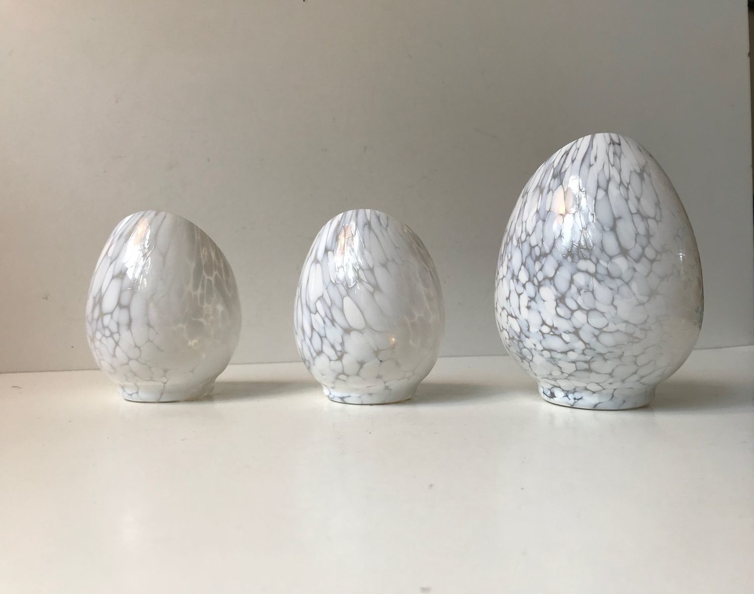 Half Egg Art Glass Candle Holders By Ingegerd Råman For Skruf, 1980s, Set Of 3 photo for sale