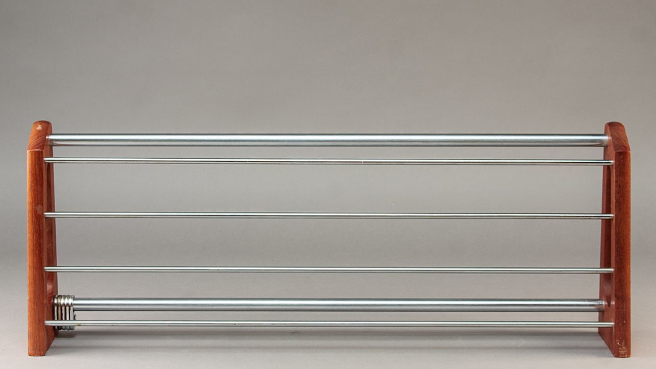 Teak & Steel Coat Rack By Børge Mogensen For Søborg, 1960s photo furniture