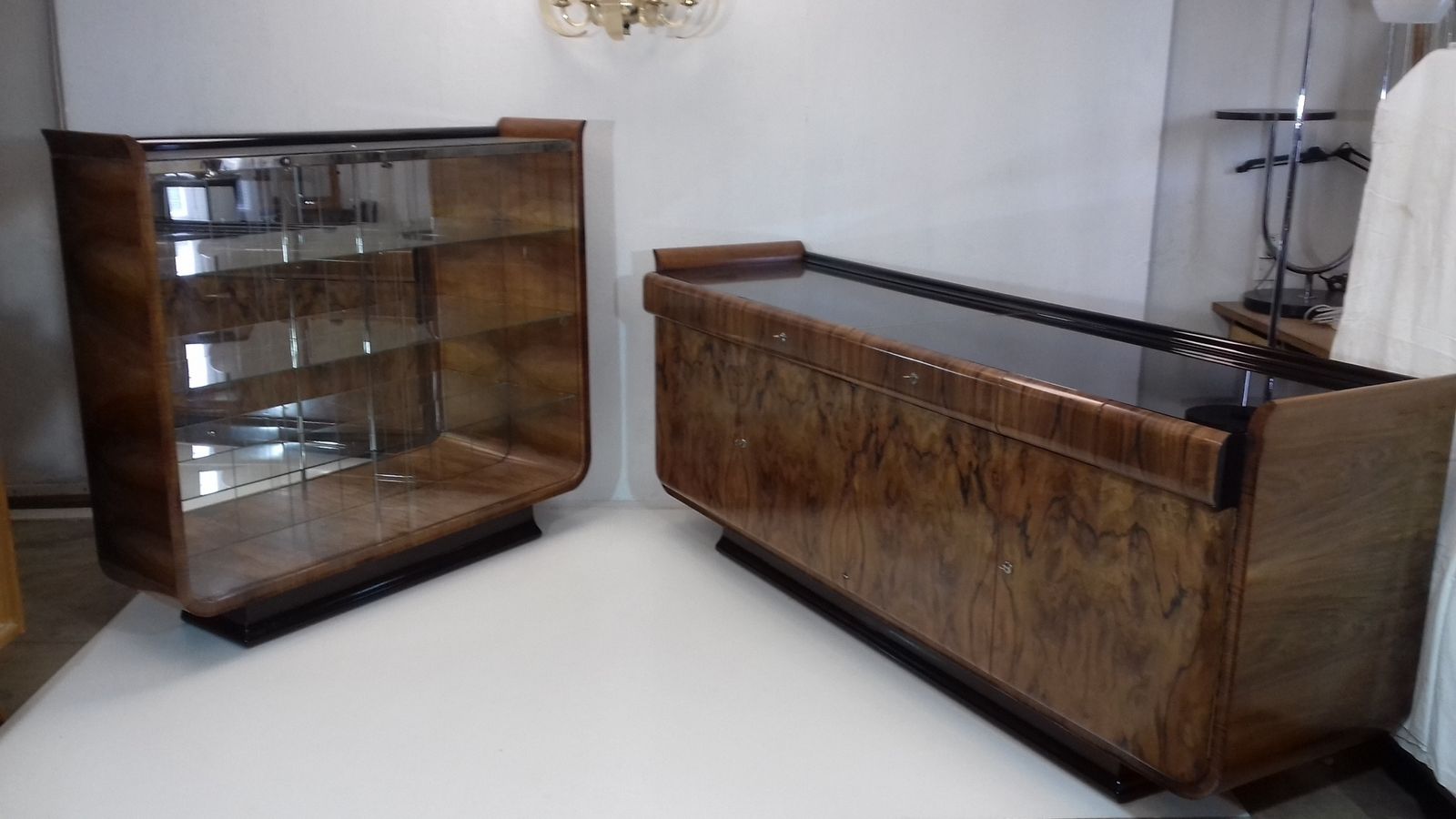 Set Of Art Deco Cabinet And Sideboard   Tulipan Designed By Jindřich Halabala, 1930´S.