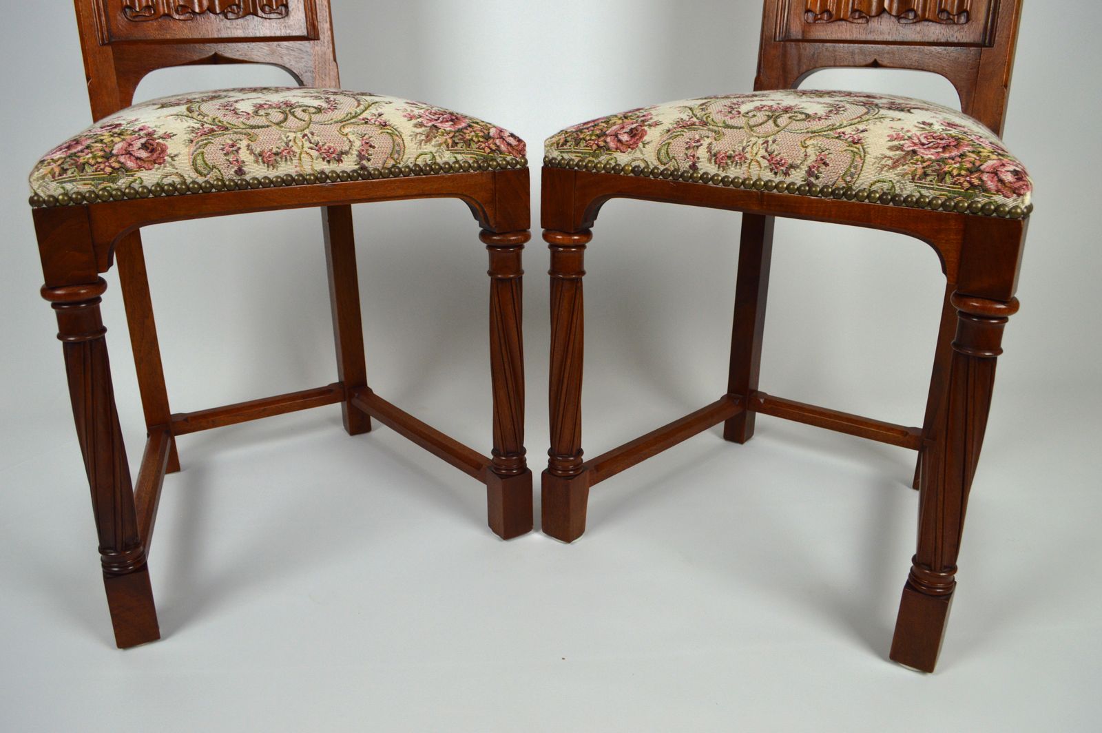 Pair Of Gothic Revival Chairs In Carved Walnut, France, Circa 1890 photo Furniture