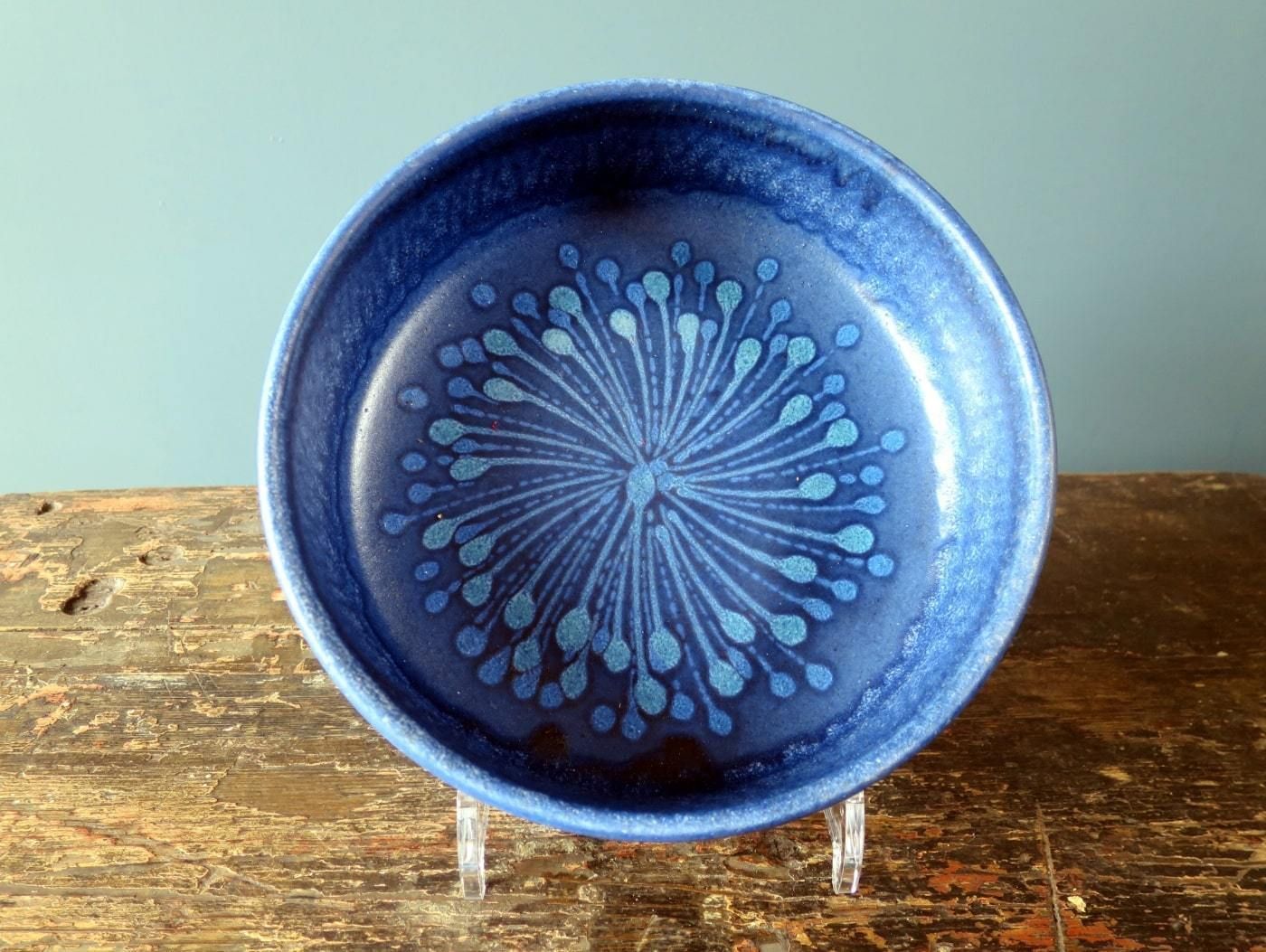 Superb Silberdistel Keramik Blue West German Bowl 710 20 photo for sale