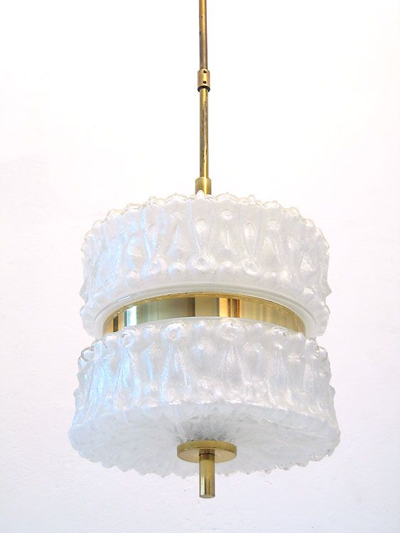 Glazen Vintage Lamp Met Goudkleurig Metaal
