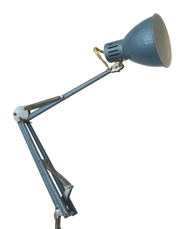 Metaalblauw Vintage Bureaulampje Uit De Jaren 1960