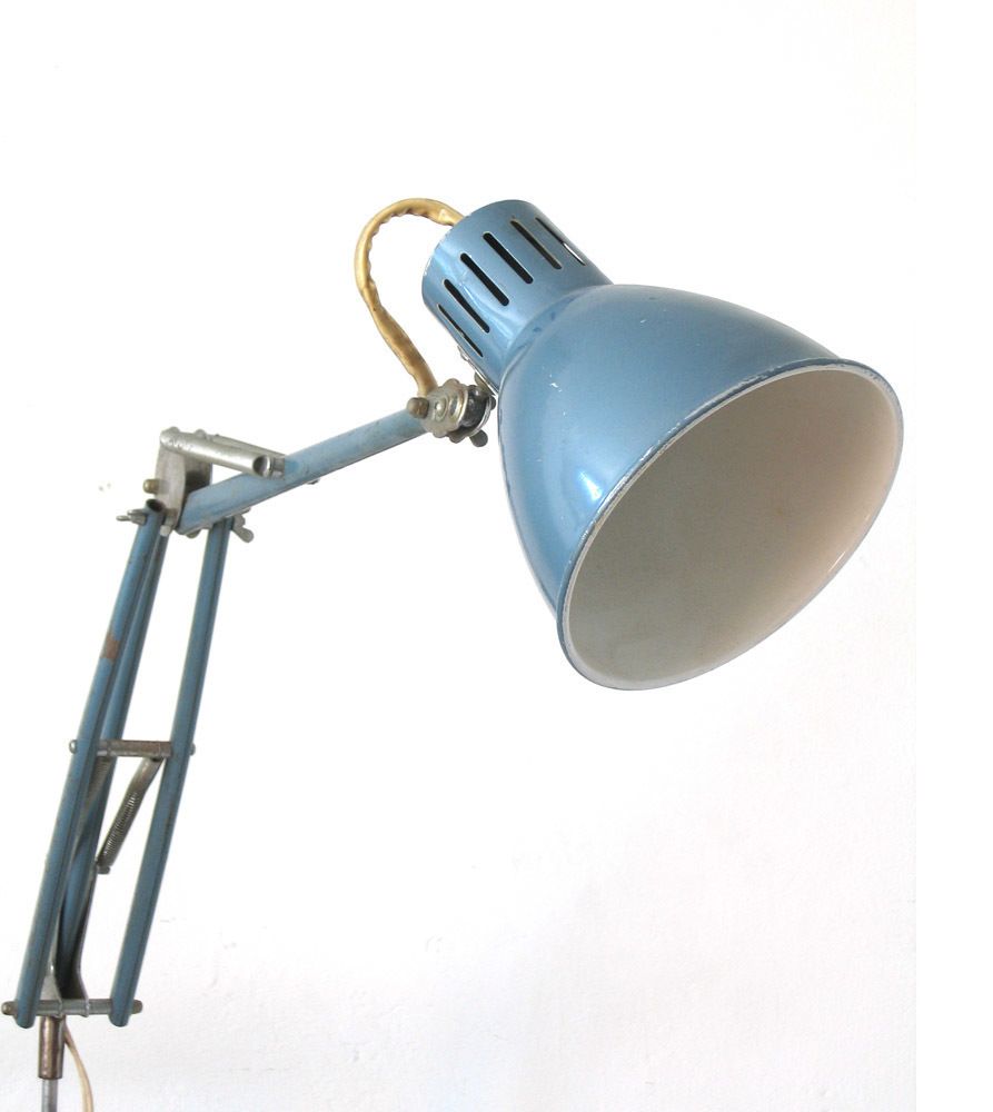 Metaalblauw Vintage Bureaulampje Uit De Jaren 1960 photo for sale