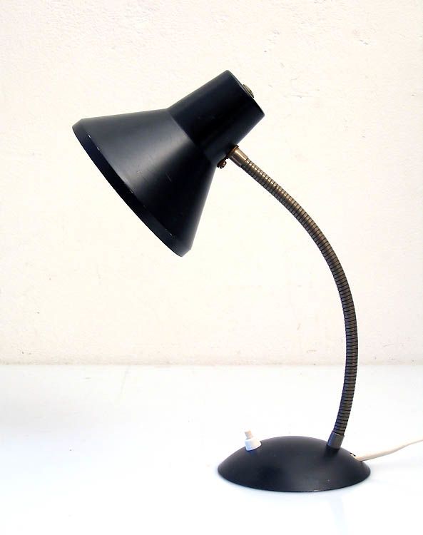 Zwarte Vintage Bureaulamp Uit De Jaren Vijftig