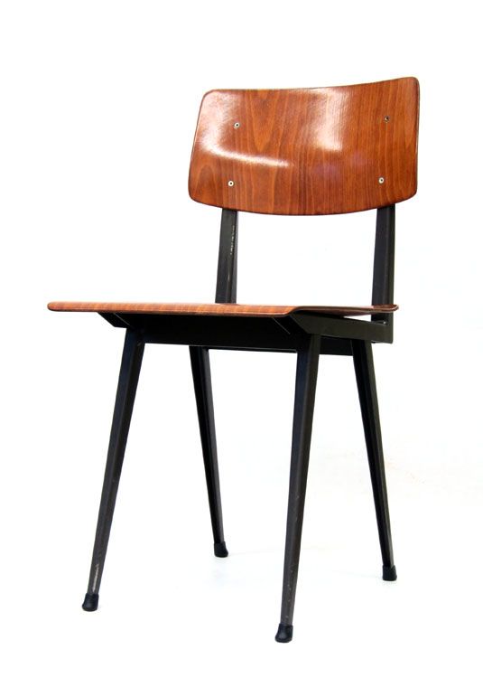2 Industriële Schoolstoelen, Jaren 60, Vintage Retro