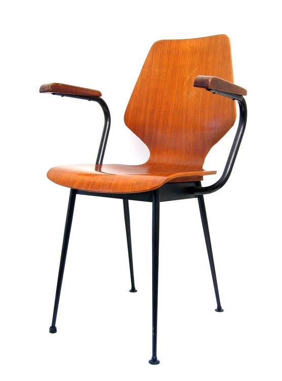 Vintage Jaren Zestig Fauteuil Van Multiplex Met Armleuningen