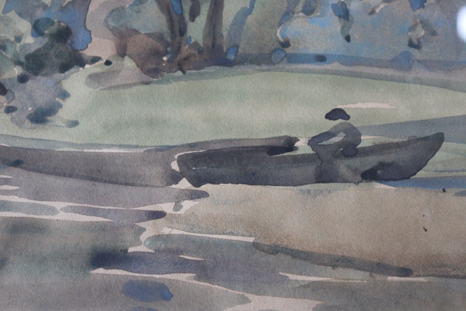 Art Dorothy Alicia Lawrenson A River Landscape Watercolour photo