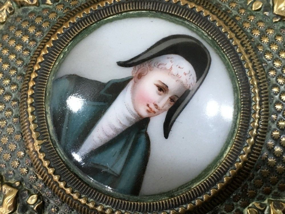 French Empire Brass Table Snuff Box Inset With Paris Porcelain Plaque Of Gentleman C19th photo 374.0