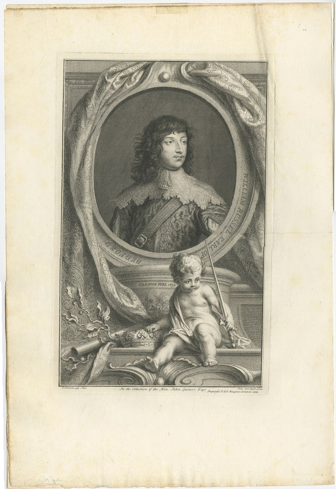 Antique Portrait Of William Russell By Houbraken (C.1750)