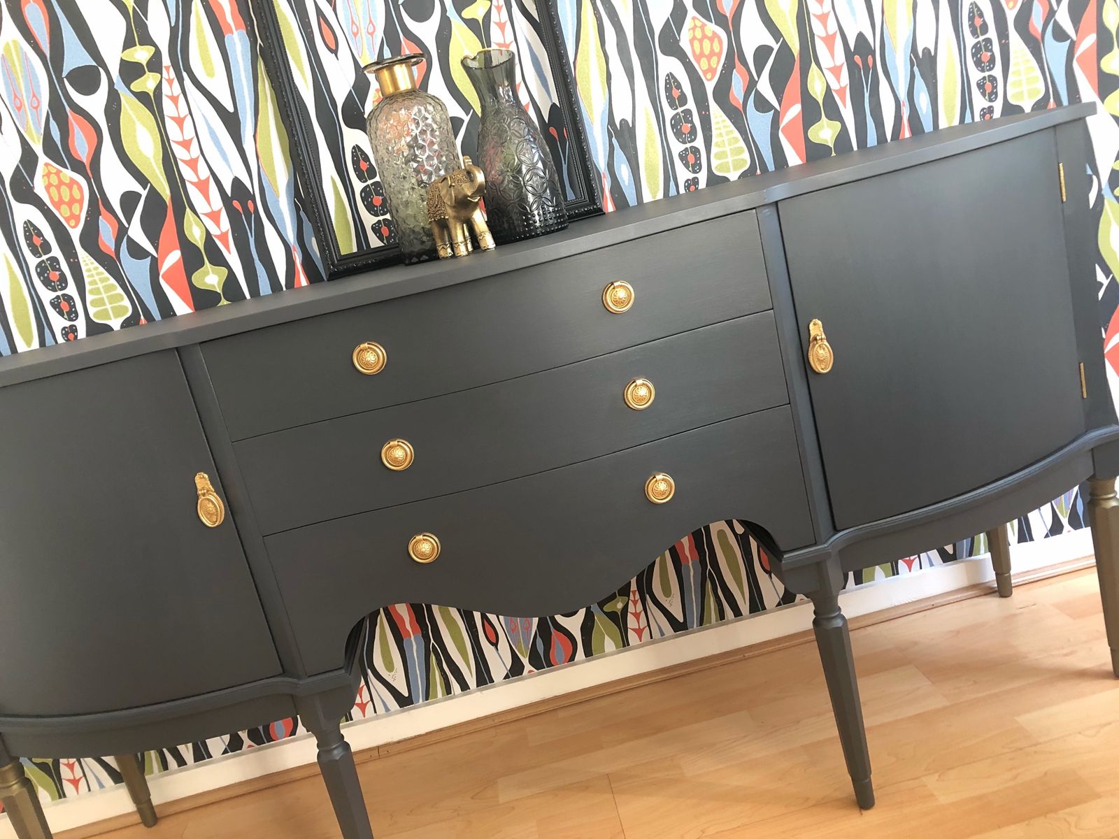 Painted Dark Grey Vintage Wooden Sideboard By Strongbow photo buy