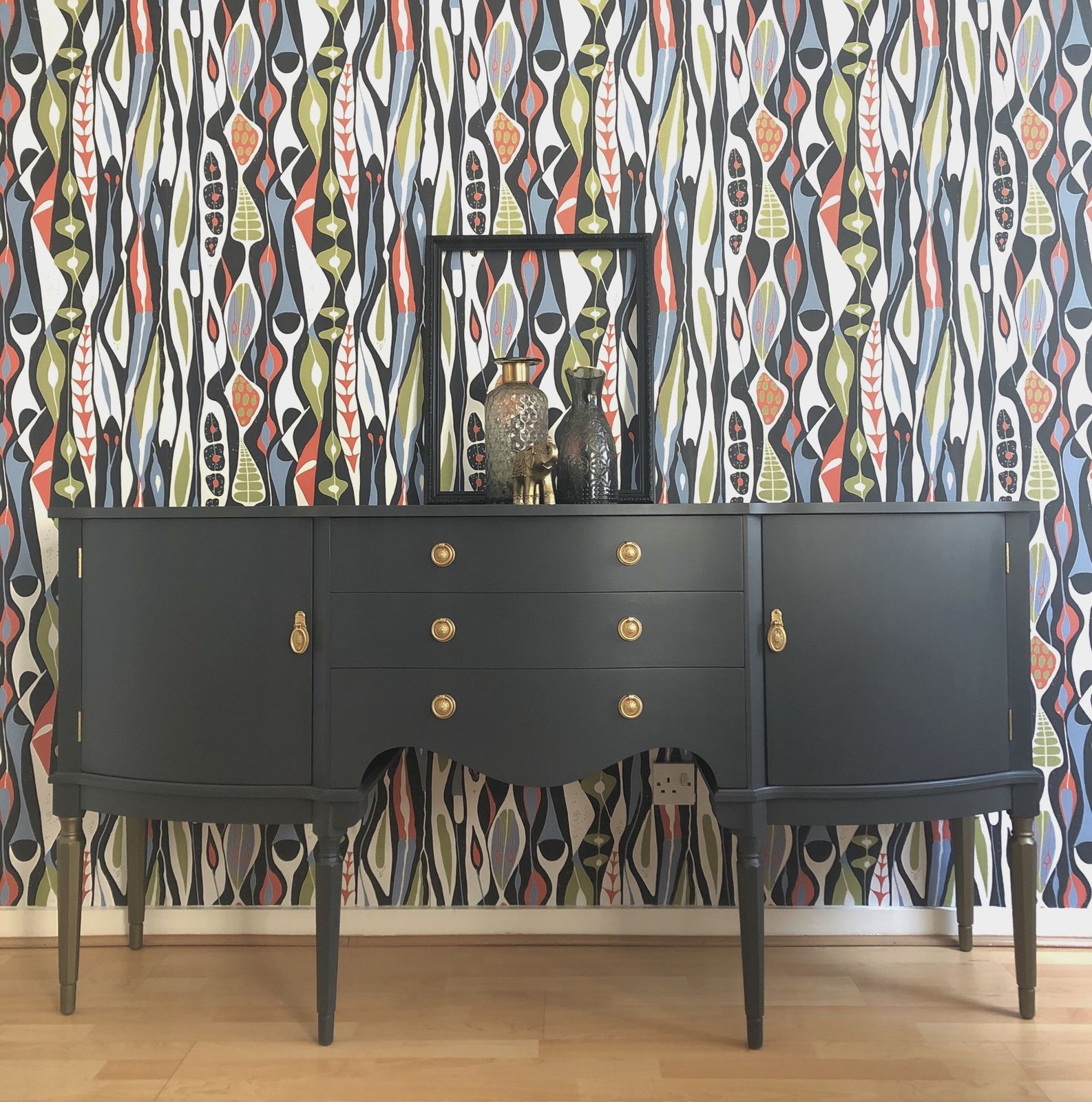 Painted Dark Grey Vintage Wooden Sideboard By Strongbow photo furniture