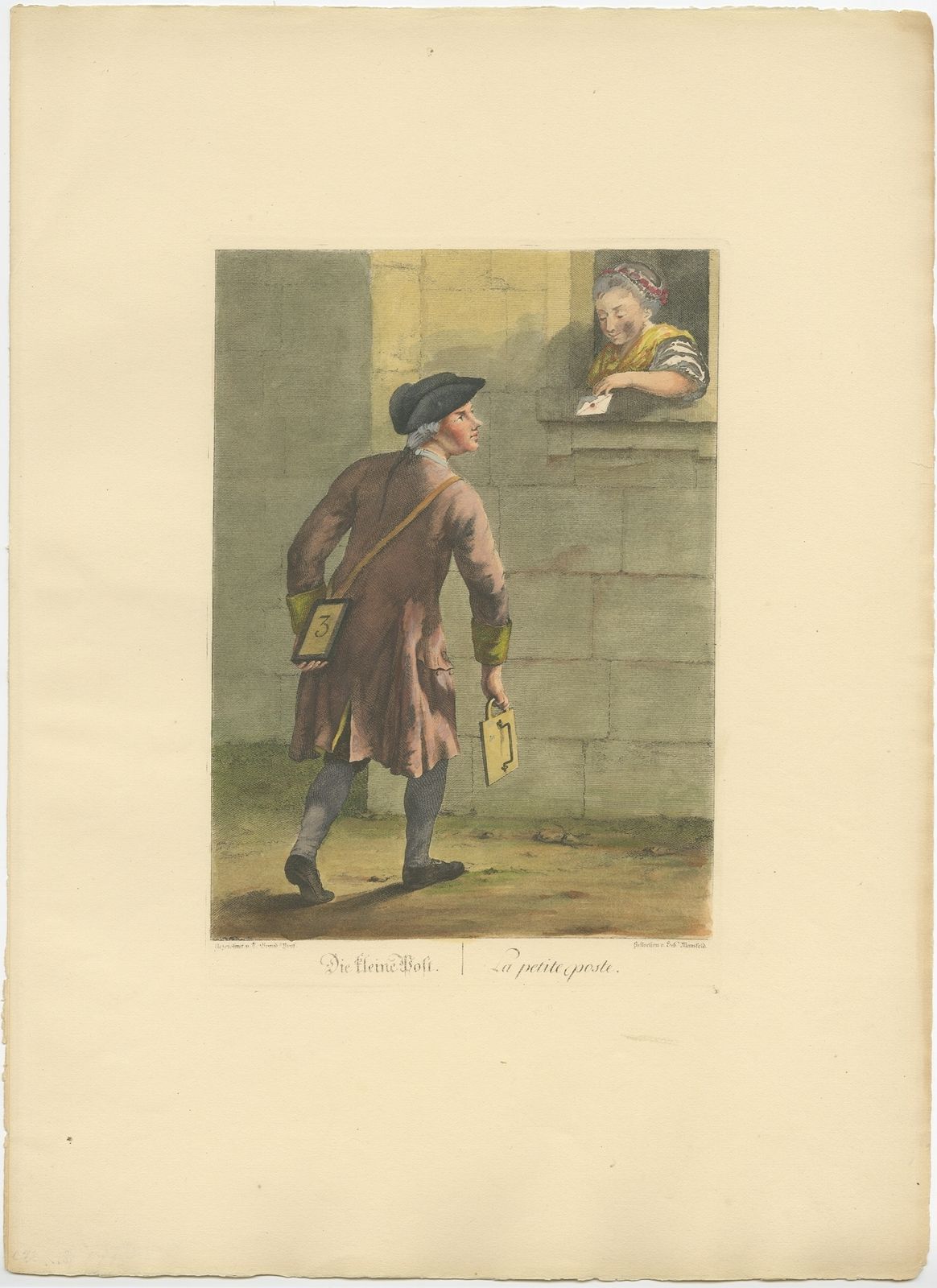 Antique Print Of A Courrier By Brand (1775)