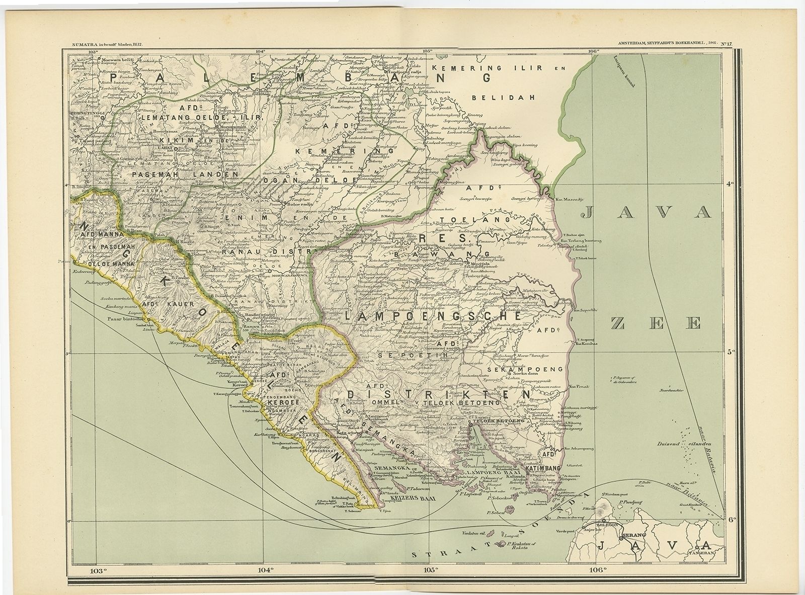 Antique Map Of The Region Of Lampung By Dornseiffen (1900)