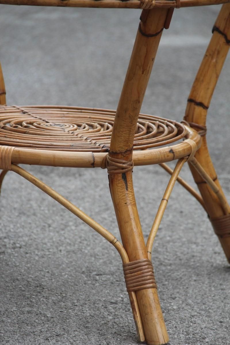 photo for sale Midcentury Round Dining Table Italian Design Glass Top For Garden