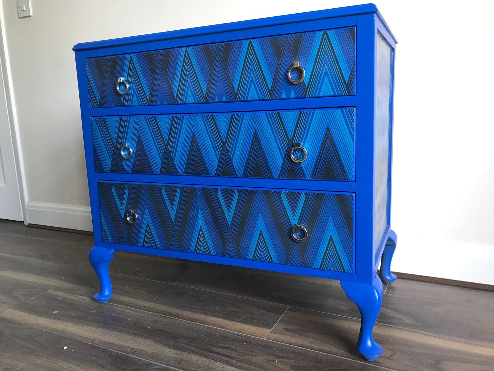 Queen Ann Decoupage Chest Of Drawers   Professional Spray Painted Finish