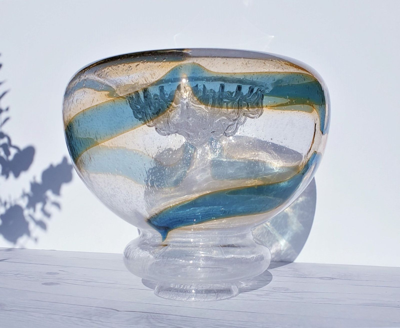 Murano Mazzega Mid Century Pulegoso Glass, Sculptural Layered Pendant Ceiling Light | 1960s   70s photo 575.0