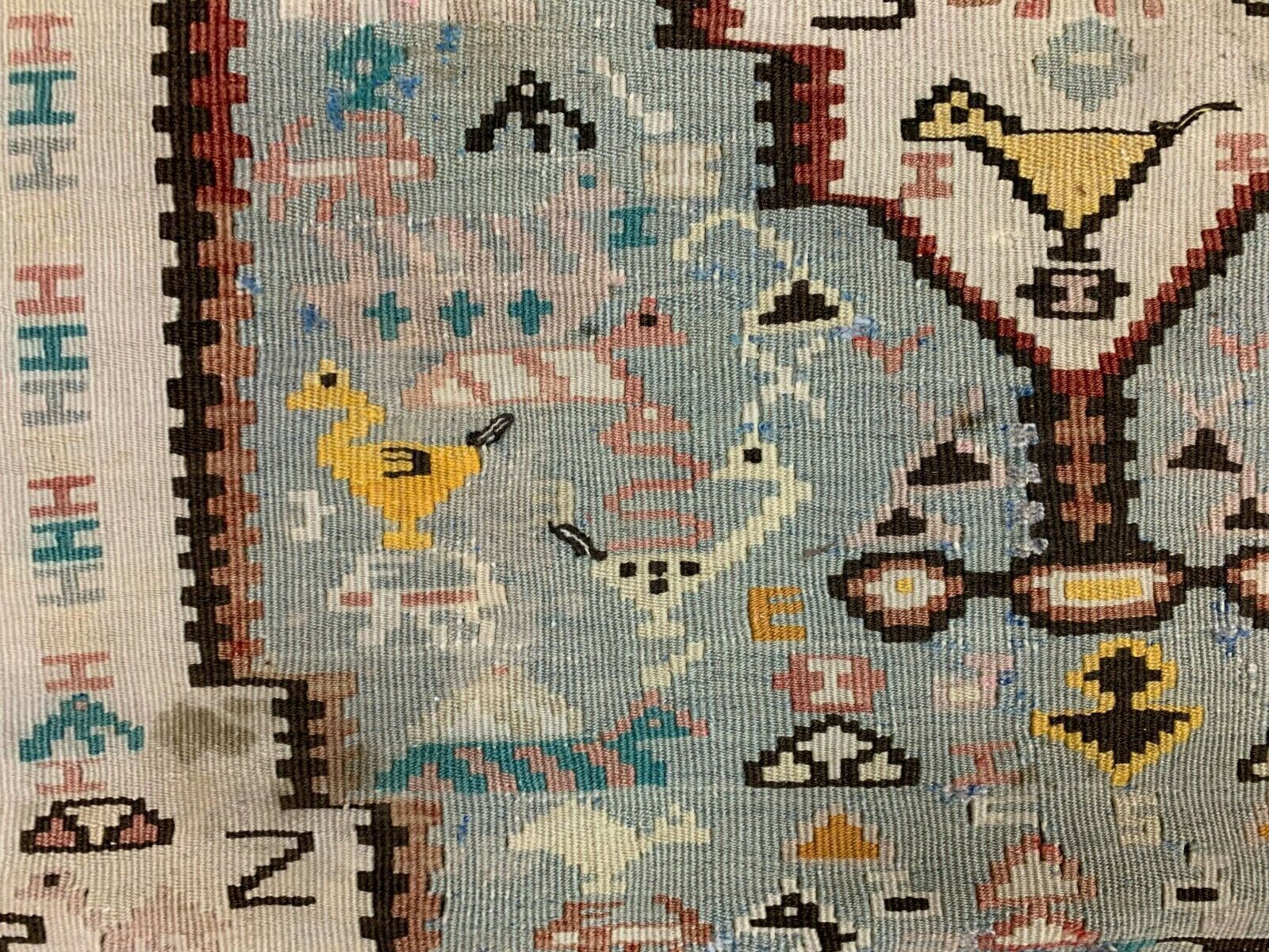 Vintage Turkish Kilim Shabby, Country Home, Boho Old Kelim Rug  205x120cm Medium photo vinterior