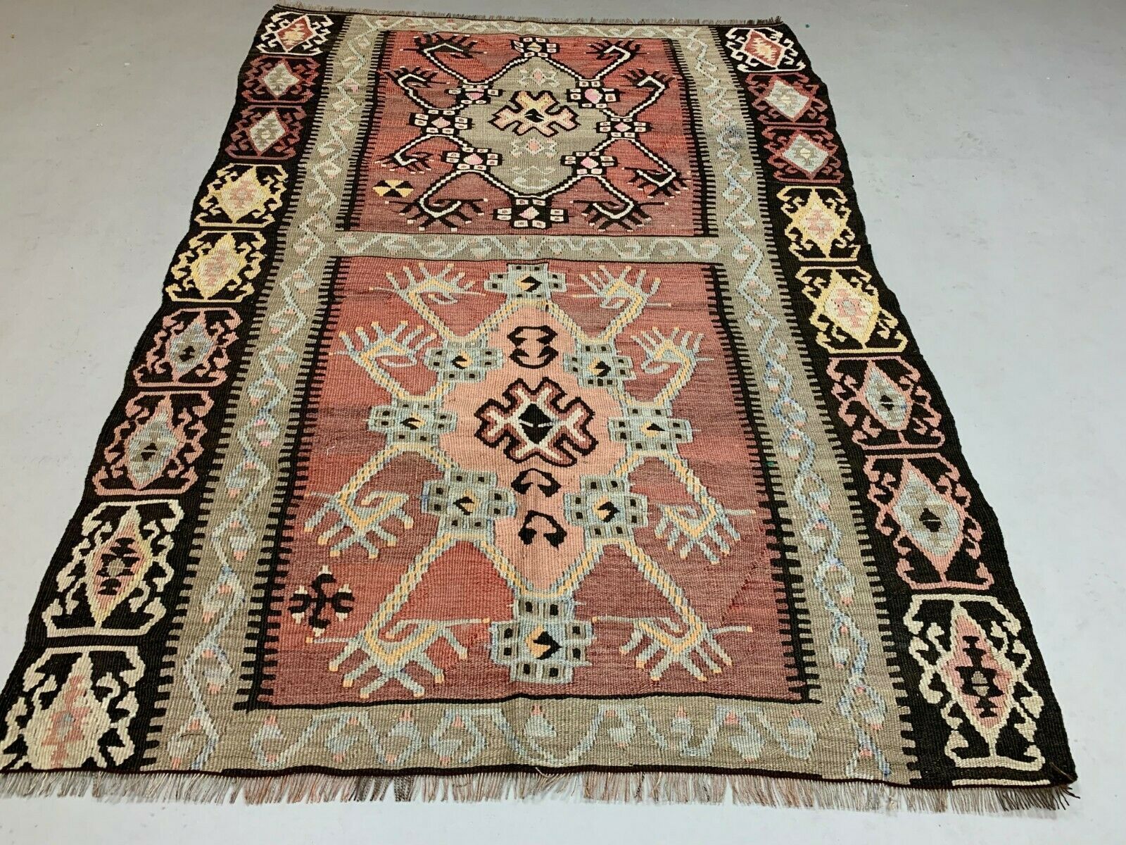 Vintage Turkish Kilim Kelim Rug 158x112cm Shabby, Country Home, Boho Medium photo Textiles