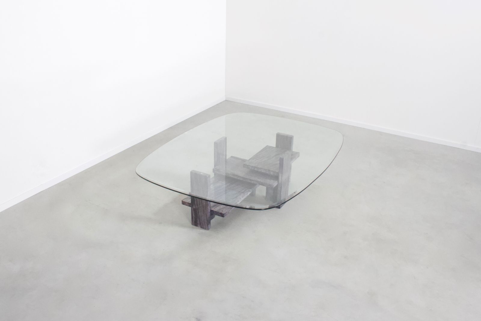 Willy Ballez Marble And Glass Coffee Table, 1970s Belgium photo for sale