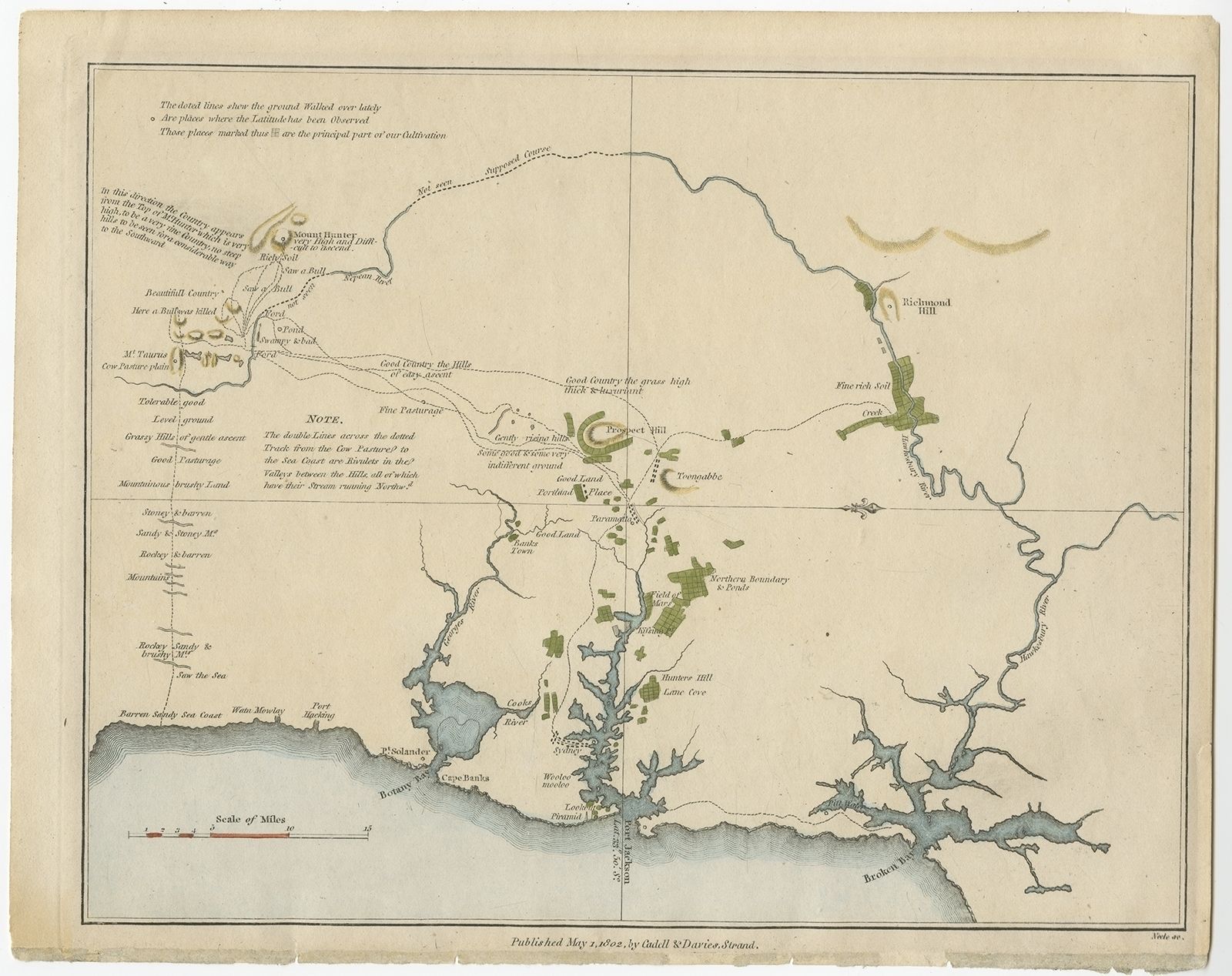 Antique Map Of The Region Of Sydney By Collins (1802)