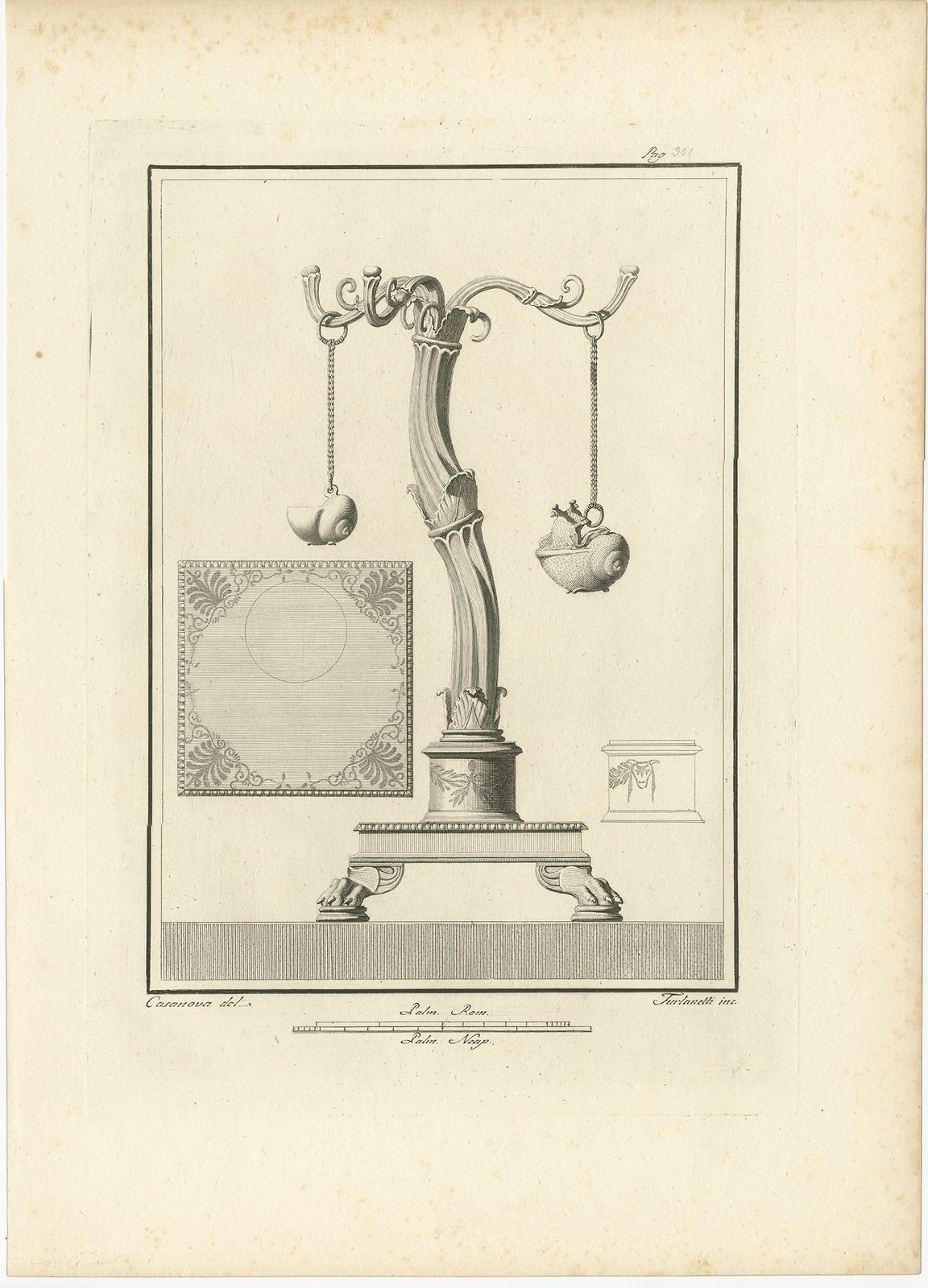 Pag. 301 Antique Print Of The Monuments Of Herculaneum By Bayardi (1762)