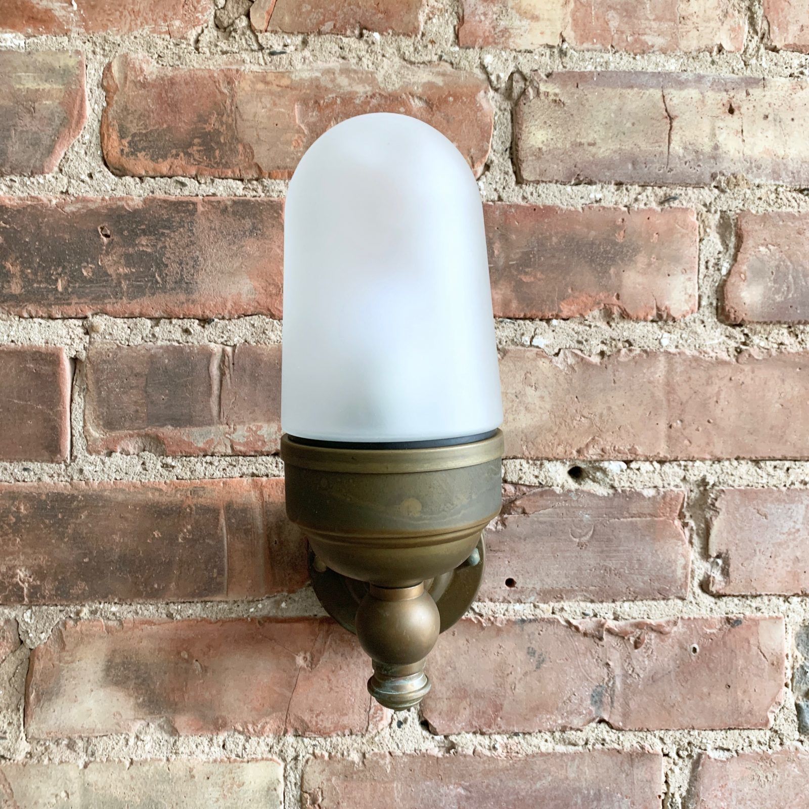Contemporary Aged Brass Torch Wall Light With Frosted Shade photo buy