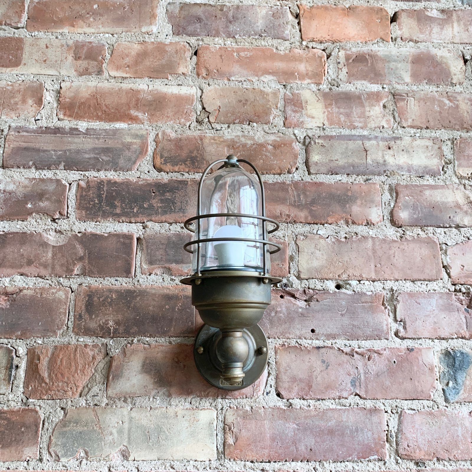 Contemporary Aged Brass Torch Bulk Head Wall Light photo furniture