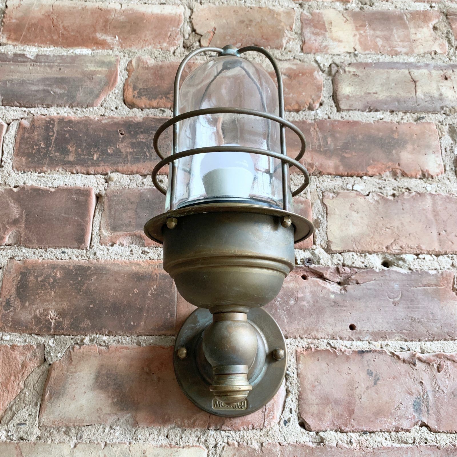 Contemporary Aged Brass Torch Bulk Head Wall Light photo vintage