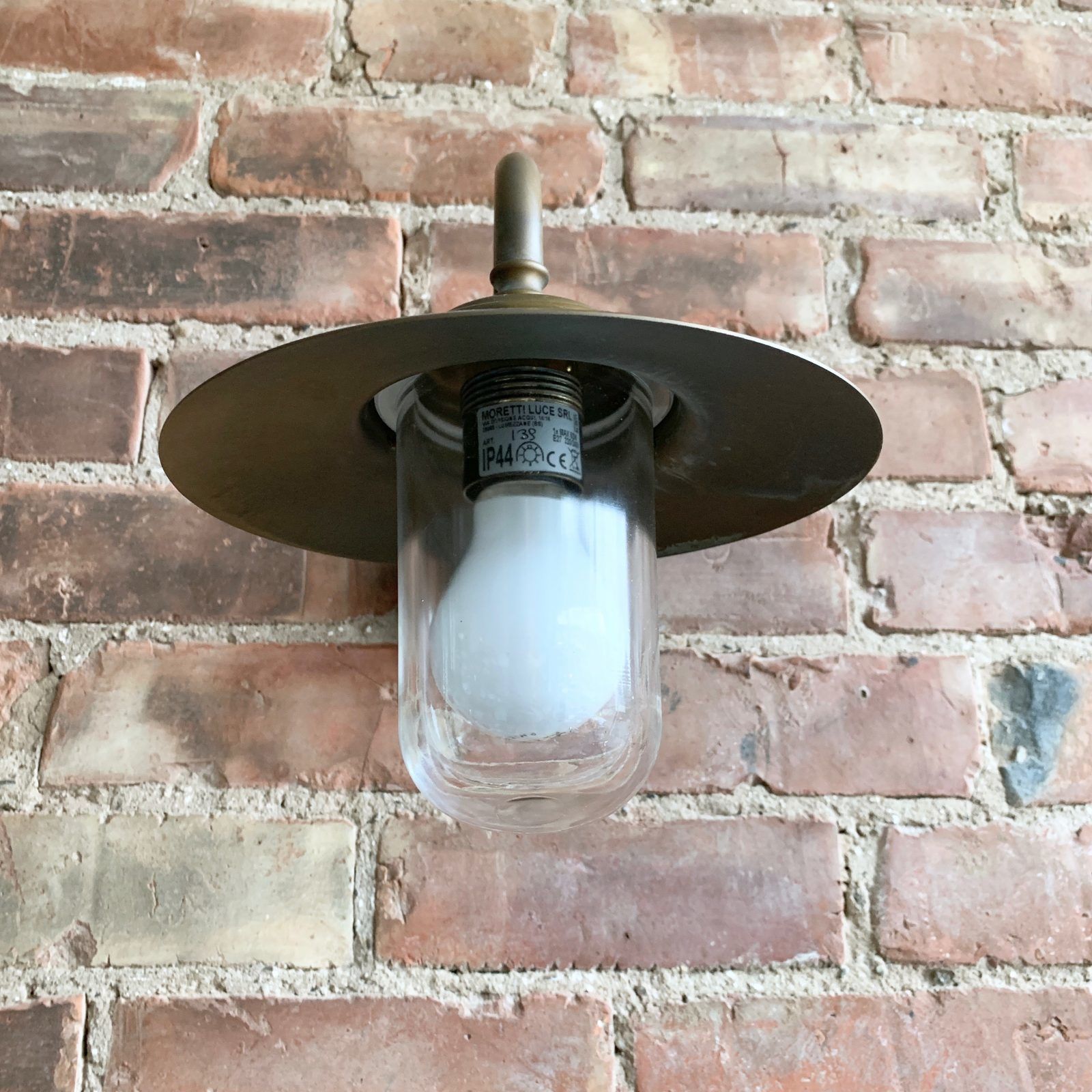 Contemporary Small Aged Brass Swan Neck Shaded Wall Light photo vinterior