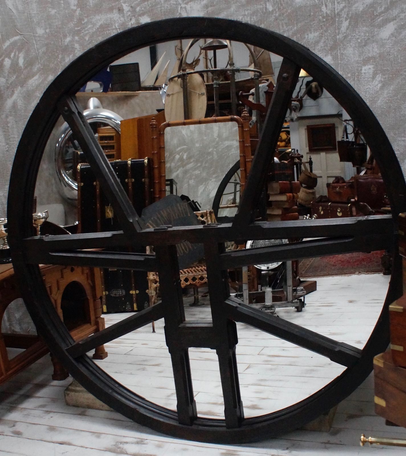 19th Century Large Gothic Bell Wheel Mirror