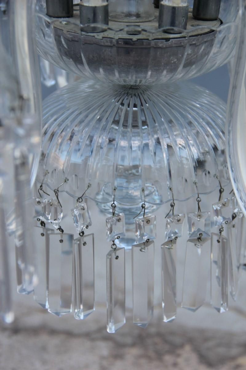 Round Great Classic Chandelier Trasparent Crystal Bohemian Art, 1950s photo vinterior