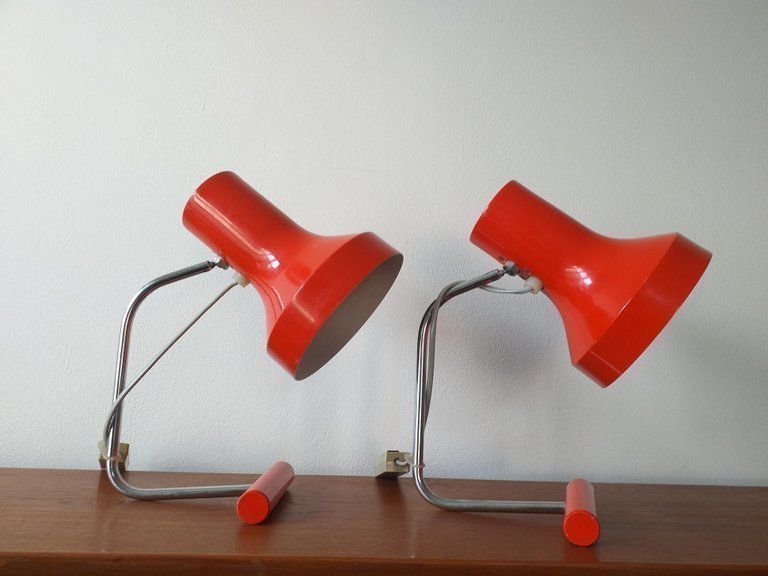 Pair Of Mid Century Table Lamps Napako, Josef Hurka, 1970s. photo vintage