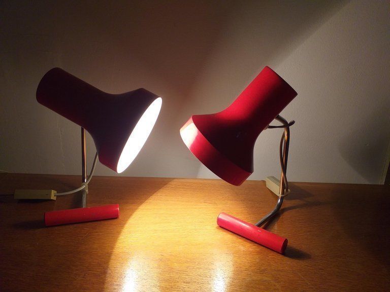 Lighting Pair Of Mid Century Table Lamps Napako, Josef Hurka, 1970s. photo