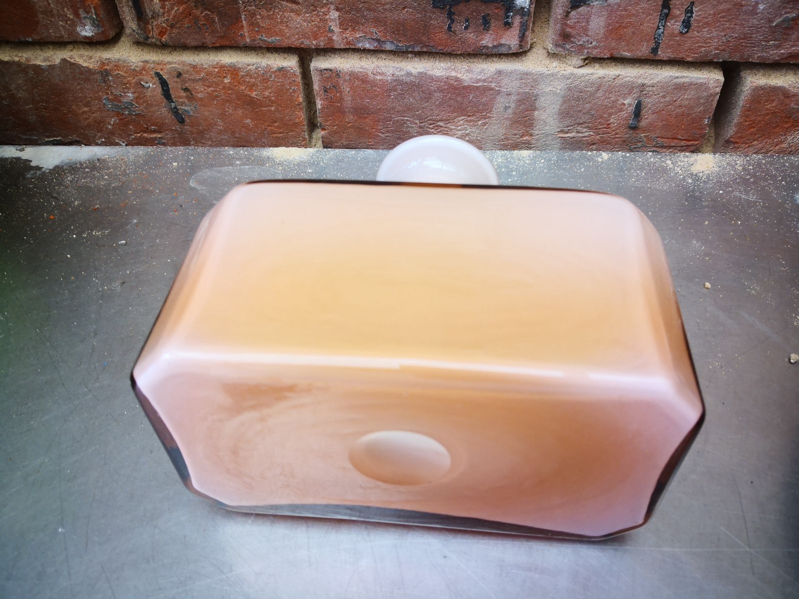 Pink Art Deco 1930s Cased Glass Rectangle Bottle Without Lid photo 50.0