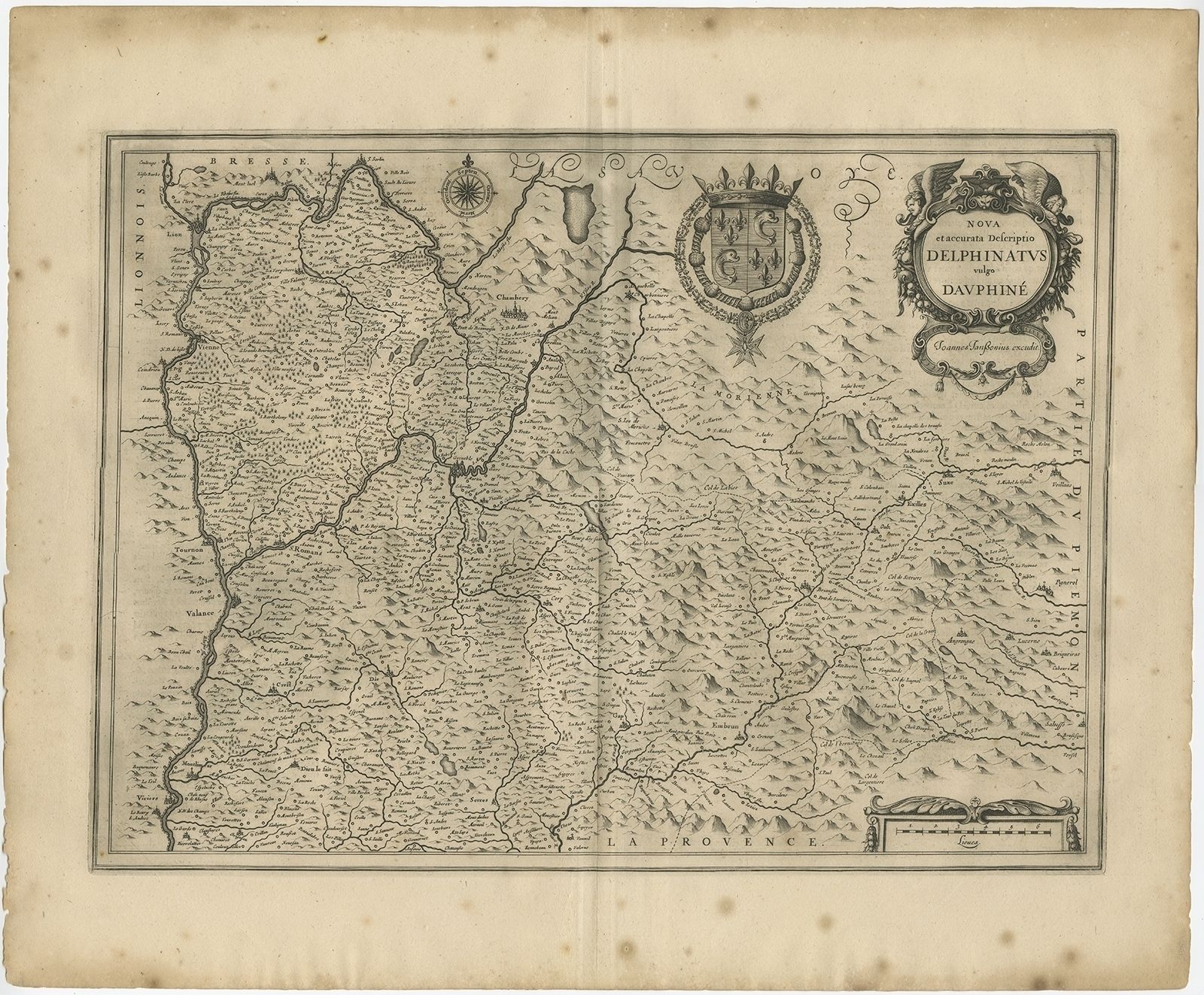 Antique Map Of The Region Of Dauphiné By Janssonius (1657)