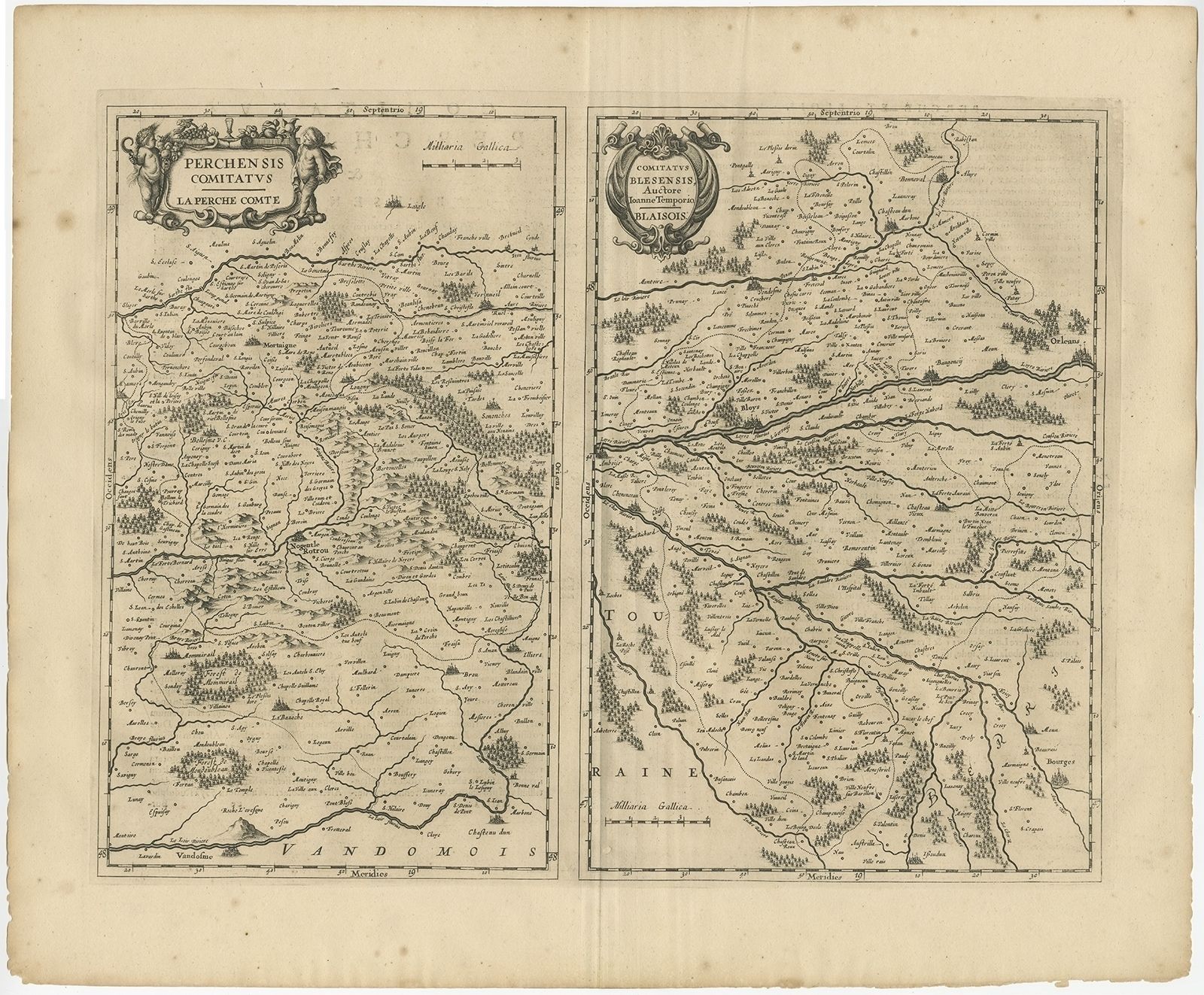 Antique Map Of The Region Of Perce And Blois By Janssonius (1657)