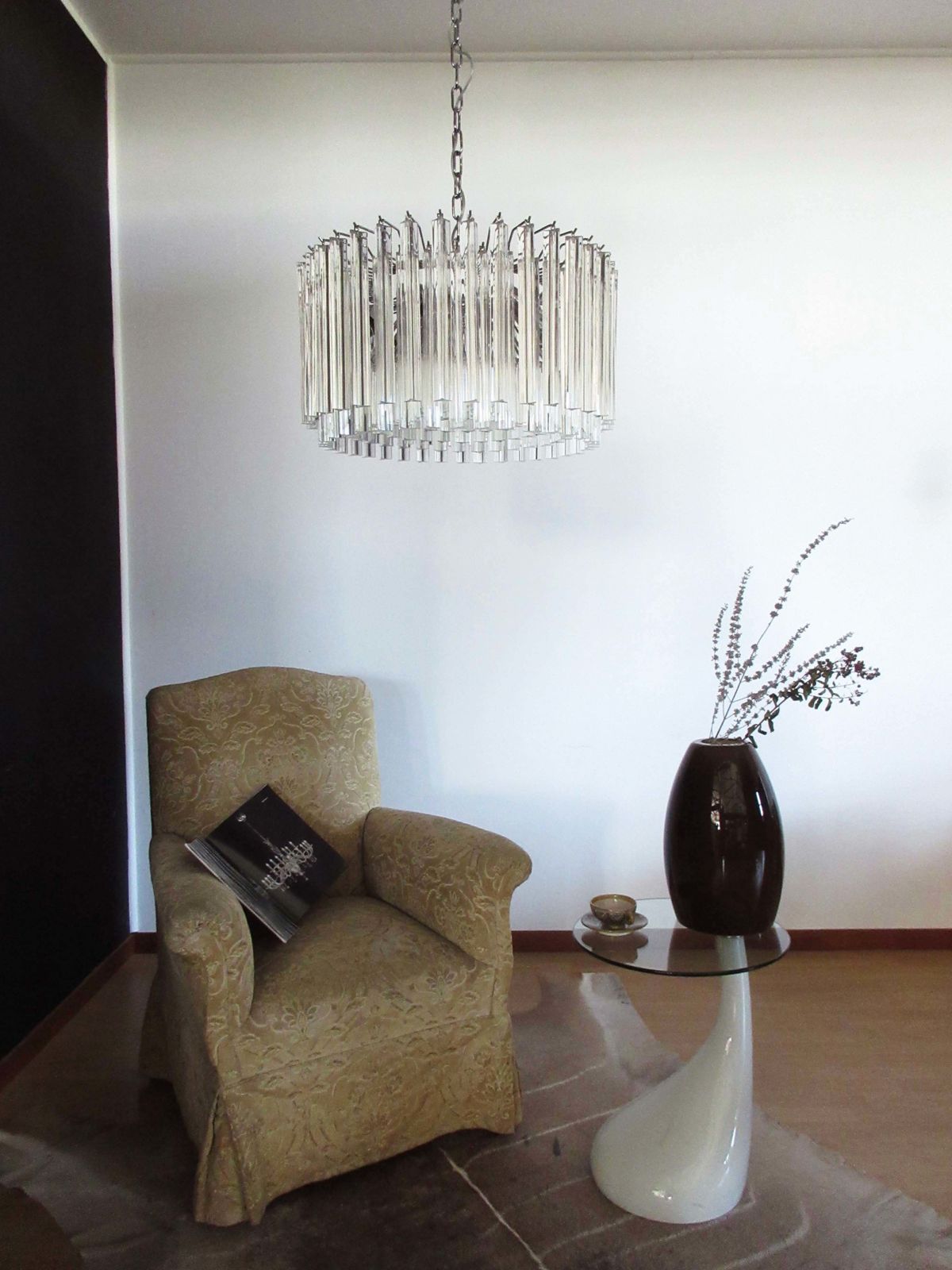 Large Triedri Murano Glass Chandelier   163 Triedri Trasparent Prism photo buy