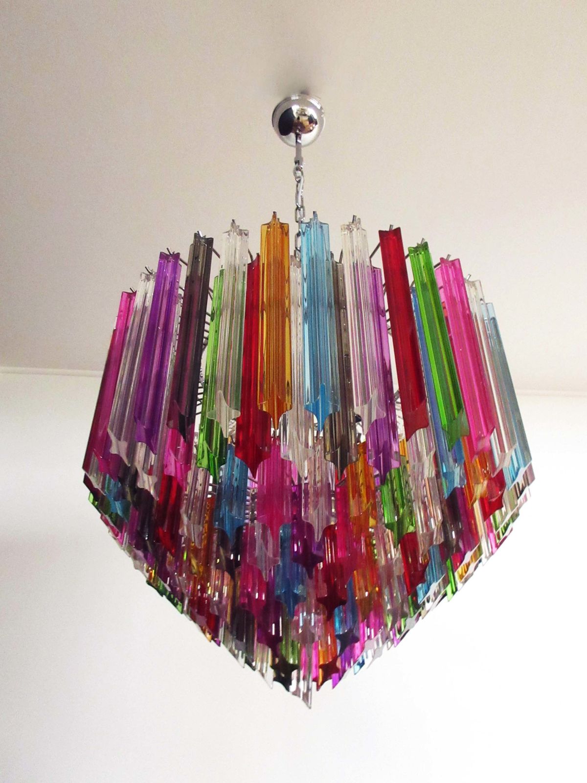 Modern Quadriedri Murano Glass Chandelier   163 Trasparent Prism Quadriedri Multicolor
