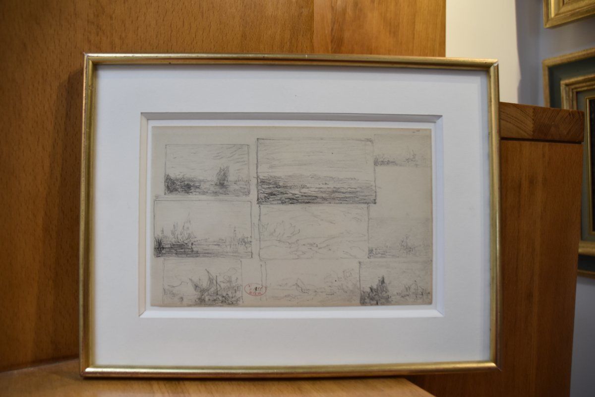Félix Ziem (1821 1911) Landscape And Marine Studies, Graphite On Paper Flag photo 1318.0