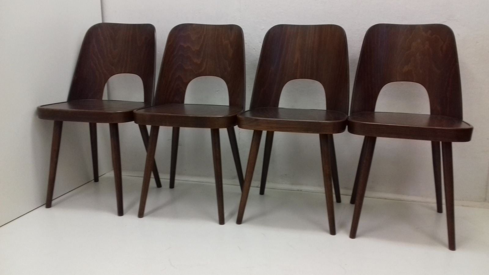 Set Of Four Wooden Chairs Designed By Oswald Haerdtl, 1950´S photo vinterior