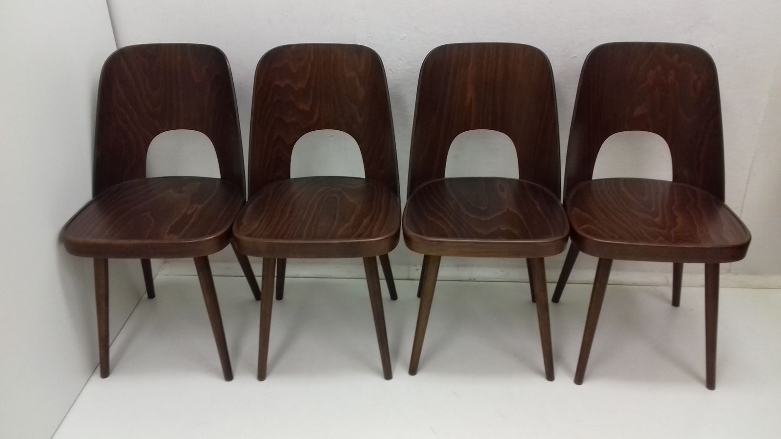 Furniture Set Of Four Wooden Chairs Designed By Oswald Haerdtl, 1950´S photo